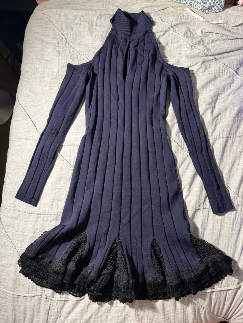 NWOT Jonathan Simkhai Ribbed Keyhole Cold Shoulder Knit Dress